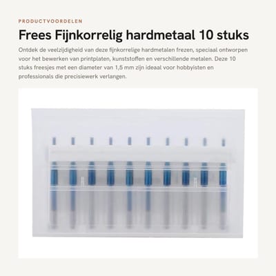 Dailygoods- Frezen 10 Stuks - Hardmetaal - Schachtdiameter 3,175 mm - Diameter Lemmet 1,5 mm - Slijtvast - Voor CNC en Gravure - Freesbit