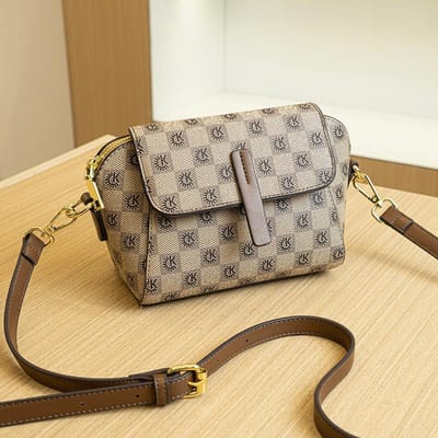 Luxe Print Ruit Kinder Tas Enkele Schouder Crossbody Tas Dames Hoge Kwaliteit Clamshell Mini Vierkante Tas white