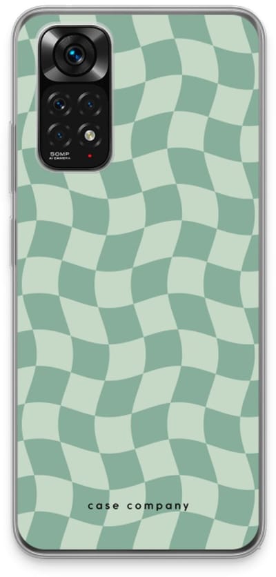 Case Company® - Hoesje geschikt voor Xiaomi Redmi Note 11 hoesje - Grid Groen - Soft Cover Telefoonhoesje - Bescherming aan alle Kanten en Schermrand