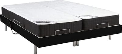 Vente-unique Bed met elektrische lattenbodem hout zwart 2 x