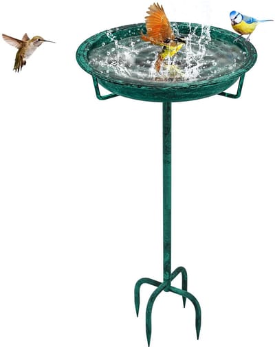 Dailygoods- Vogelbad Gietijzer - Vogelbad Buiten - Tuinvogelbad Met 4-Punts Basisstake - Vogelvoeder - Weerbestendig - Elegante Decoratie - Vogelvoederbak