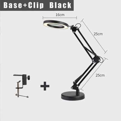 Loeplamp met led verlichting - 8x vergrootglas met klem en voet - 3 kleurmodus met touch - verlicht vergrootglas voor lezen, knutselen en hobby