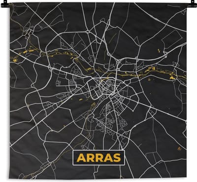 Wandkleed - Wanddoek - Plattegrond – Kaart – Stadskaart – Frankrijk – Arras - 180x180 cm - Wandtapijt