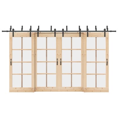 vidaXL - Doos - met - onderdelen - voor - schuifdeur - 400 - cm - staal - zwart