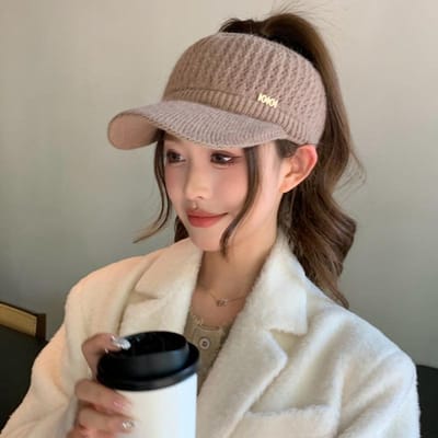 Version Coréenne du Nouveau Chapeau Automne et Hiver pour Femmes avec Marques en Diamants Haut de Gamme Chapeau en Laine Tricoté Polyvalent pour l'Hiver Chapeau Chaud à Bec de Canard One Size brown