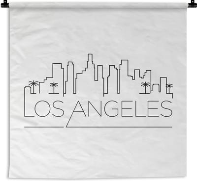 Wandkleed Wereldsteden - Skyline Los Angeles wit Wandkleed katoen 90x90 cm - Wandtapijt met foto
