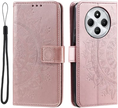 Hoesje Mandala Book Case met Pasjeshouder Roze Goud Geschikt voor Xiaomi Redmi 14C