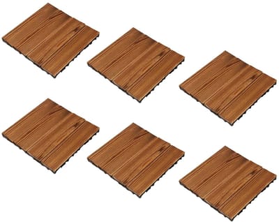 Houten Vloerblokken - Terrastegels Hout - Buitenruimte Creëren - Waterdicht Acaciahout - 10 Stuks - Natuurlijk Hout