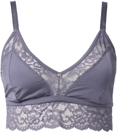 TruYou - Dames - TruYou bralette satijn doorzichtig kant - Donkergrijs - Maat 95A