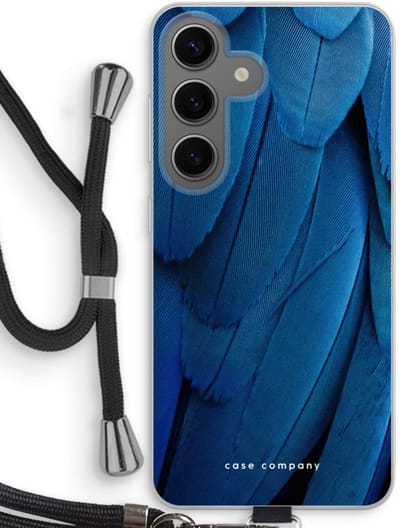 Case Company® - Hoesje met koord geschikt voor Samsung Galaxy S24 hoesje met Koord - Pauw - Telefoonhoesje met Zwart Koord - Bescherming aan alle Kanten en Over de Schermrand