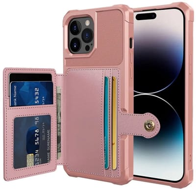 Portemonnee Hoesje Geschikt voor Apple iPhone 14 Pro - Back Cover met Pasjeshouder - Telefoonhoesje voor Pinpas - Kaarthouder op Achterkant - Case met Magneet Roze