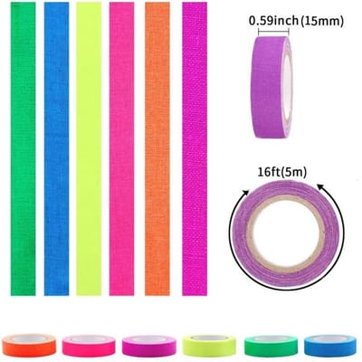 6 Rollen Neon Gaffer Doektape Fluorescerende UV Blacklight Glow In The Dark Tape Voor UV Feestmateriaal Hand Account Tape Cadeaupakket purple