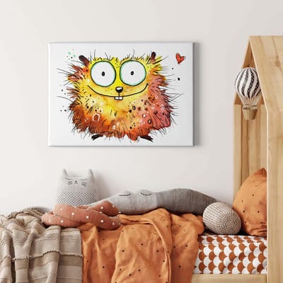 Canvas print DD123098 Happy Hamster A.S. Création 0,7 x 0,5 m Geel Kantoor Hal/Gang Keuken Slaapkamer Woonkamer