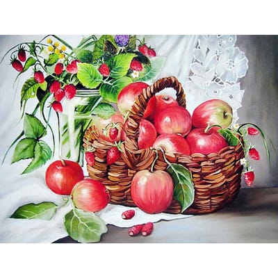 5D DIY Diamond Painting Appels Borduren Kruissteek Strass Mozaïek Home Decor 20X30CM red