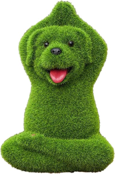 Hondenbeeld Yoga Houding - Dieren Decoratie - Tuin Aankleden - Weerbestendig Hars - 14.5 x 21 x 14.5 cm - Groen