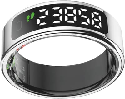 NOLATR Vue, Slimme Ring met Stappenteller, Activiteitstracker & Hartslagmeter – met Touch functie - Zonder Abonnement & Nederlandse App – Zilver – Maat 8