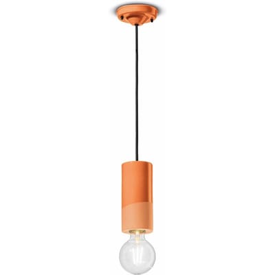 Ferroluce PI hanglamp, cilindervormig, Ø 8 cm oranje
