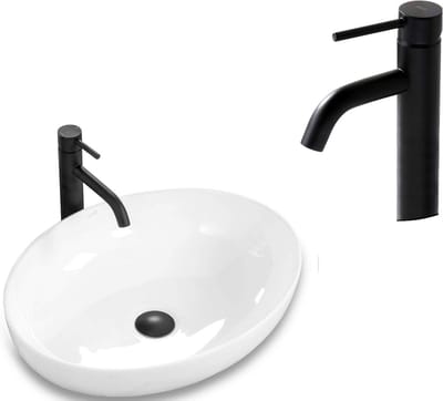 Elegante Ovale Keramische Wastafel 52 x 39 cm voor Gasten Toilet