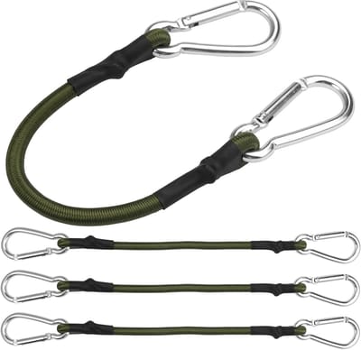 Set van 4 Rubber Lashing Straps met Carabiner Haak van 30 cm - Elastische Spanbanden voor Bagage, Fietsen en Vrachtwagens