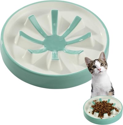 Anti Schrokbak Hond - Slowfeeder Keramiek - Langzamer Eten - Plastic-Vrij Ontwerp - 20 cm Diameter - Blauw