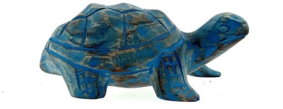 Houten schildpad Leonne blauw