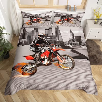 Mountainbike Dekbedovertrek Extreem Sporten Beddengoedset Fietser Dekbedovertrek Racen Crossmotor Quiltovertrek Twin Queen Size 150x200cm 3pcs