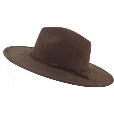 Unisex Suède Vilt Fedora Hoed Brede Rand Platte Rand Elegante Klassieke Herenhoed M 56-58cm donkerbruine kleur