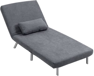 YYchan Slaapstoel - Slaapfauteuil met Slaapfunctie - Zetelbed 1-persoons - 20 cm Dik Kussen - Max. 120 kg - Velvet - Grijs