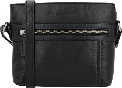 Hide & Stitches Mississippi Crossbody Schoudertasje - Ritsvakken - Trendy Schoudertas - Leren Dames Tas - Zwart