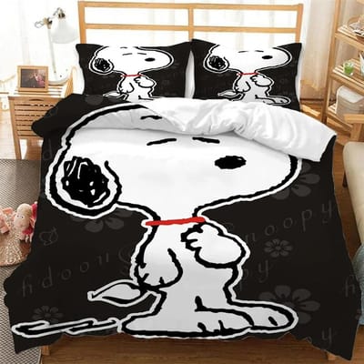 Snoopy Kinder Microvezel Dekbedovertrekken 3-delig voor Tieners volwassene Dekbedovertrek Cartoon Comics Beddengoed met Rits cadeauhoes 210x210cm