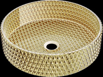 Mexen Aura glazen opbouw wastafel 39 x 39 cm, goud - 24013952