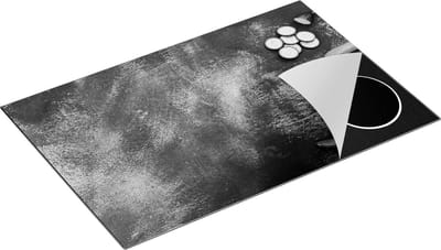 Chefcare Inductie Beschermer Komkommers op Zwart Witte Marmer - Zwart Wit - 80x50 cm - Afdekplaat Inductie - Kookplaat Beschermer - Inductie Mat
