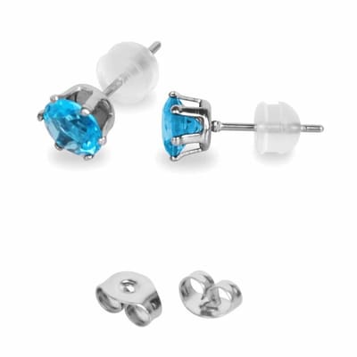 Aramat Jewels | Oorbellen | RVS zirkonia oorbellen blauw | Zilverkleur / 3mm | | | Staal | Kinderen, Volwassenen | Verkleurd niet