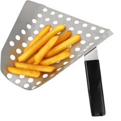 Dailygoods- Popcornscoop Roestvrij Staal - Geperforeerd Ontwerp - Snacks/Snoep - IJs/Desserts - Verwijderbare Handgreep - 192x190x120mm - Frituurlepel