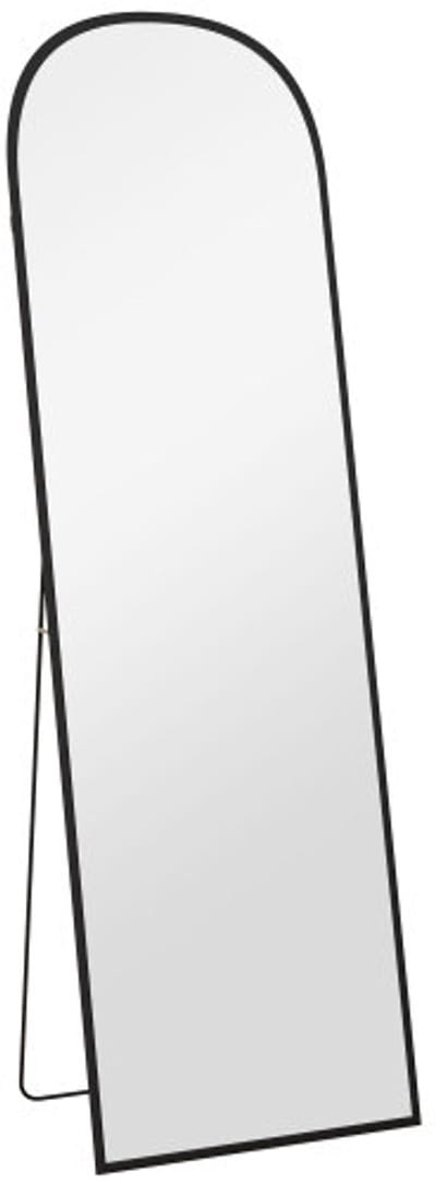 Spiegel op ware grootte 161.5 x 50 cm staande spiegel met aluminium frame voor woonkamer slaapkamer zwart