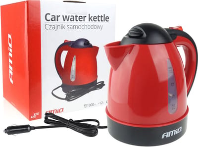 AMiO Waterkoker Auto Koffiezetter Kan (12v/150w) Rood met Autostekker Sigarettenaanstekerplug