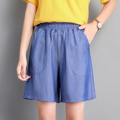 Nieuwe Koreaanse Versie Tennis Denim Cropped Broek Zomer Losse Hoge Taille Casual Harren Dames Shorts 3XL gray