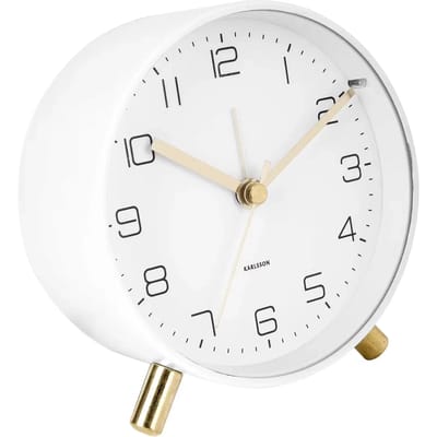 Karlsson Wekker Lofty - Metaal Mat Wit - Ø11cm - Scandinavisch - Wekker voor slaapkamer - Wekkers