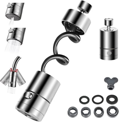Dailygoods - Uitschuifbaar kraanopzetstuk, draaibaar, 360° draaibare waterkraan, verlenging met 2 sproeifuncties, waterbesparer, voor douche, keuken, badkamer
