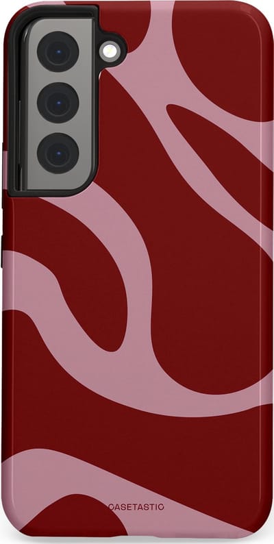 Casetastic hoesje geschikt voor Samsung Galaxy S22 - Dubbellaagse bescherming - Roze Rode Framboos Blobs - Fashion Case - Bordeaux Lila