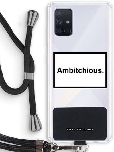 Case Company® - Hoesje met koord geschikt voor Samsung Galaxy A71 hoesje met Koord - Ambitchious - Telefoonhoesje met Zwart Koord - Bescherming aan alle Kanten en Over de Schermrand