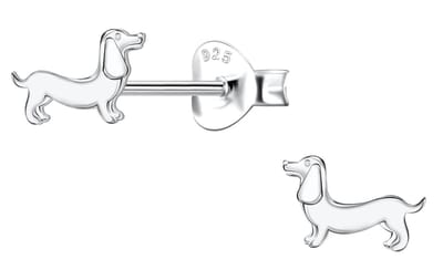Joy|S - Zilveren hond oorbellen - teckel - 7 x 5 mm - sterling zilver 925