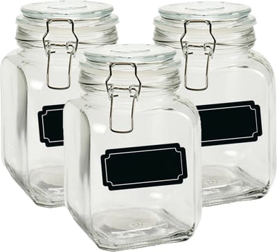 Weckpot/inmaakpot - 4x - 1.2L - glas - met beugelsluiting - incl. etiketten