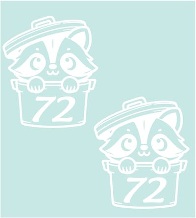 Kliko stickers set 2 stuks - huisnummer - afbeelding raccoon - wasbeer