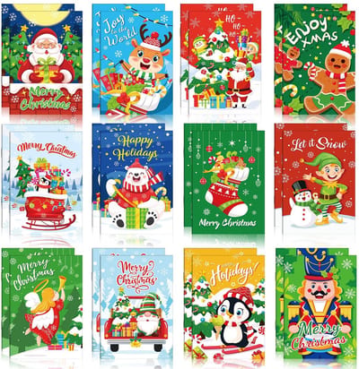 ZEYNOMAX- Kerstnotebooks 24 stuks - Mini-notitieblok - Klein Notitieblok - Kerstcadeaus - Vulling voor Adventskalender - Afmetingen 12 x 8,5 cm - Notitieboekjes