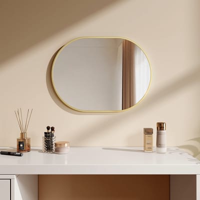 EMKE Spiegel - Ovale Spiegel - Goud - 45x60 cm - met Veiligheidsfolie - Wandspiegel met Rand - Moderne Design