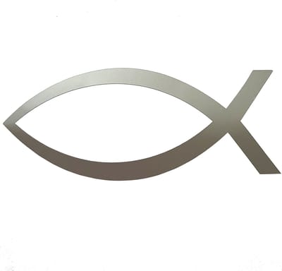 Ichtus vis sticker - 14x6cm - zilver - topkwaliteit avery autoreclame folie