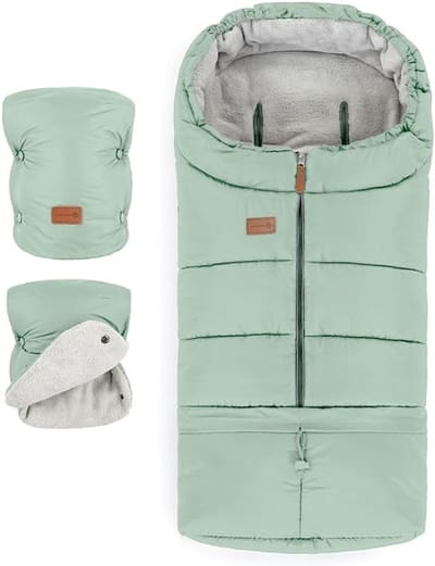Baby voetenzak - Kinderwagen zak - Warmte en comfort - 3-in-1 aanpasbaar - 110 cm - Eucalyptus groen