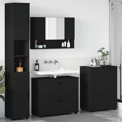 vidaXL - Badkamermeubel - Set - 4 - st - Zwart - 35 - x - 30 - x - 192 - cm