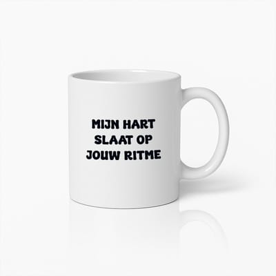 Romantische Koffiemok – "Mijn Hart Slaat op Jouw Ritme" – Lief Cadeau voor Valentijnsdag, Stellen & Geliefden